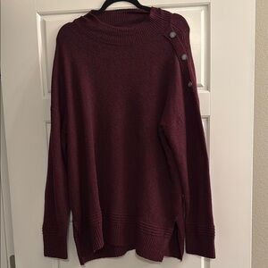 AB Studio Burgundy Sweater with Button Detail